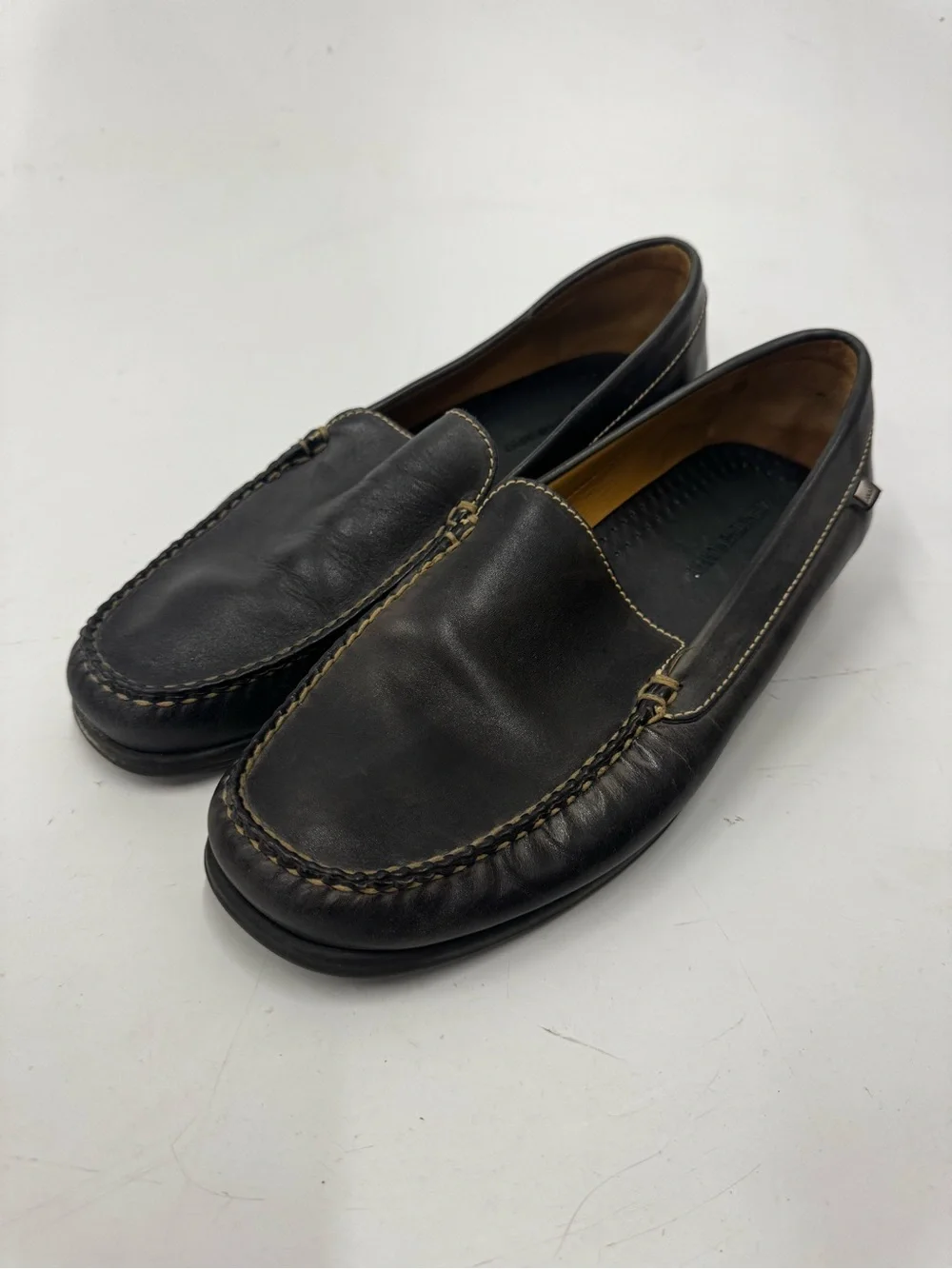 Johnston & Murphy Men's Black Leather Slip-On Driving Loafers Size 12